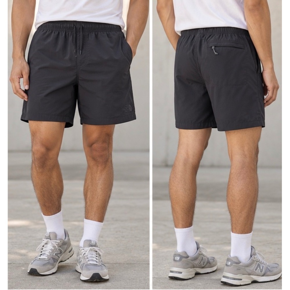 The North Face Mens Class V Shorts Black Elastic Waist Hiking Active Size Medium